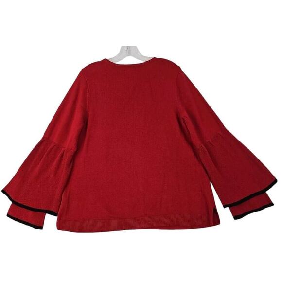Style & Co ~Woman Size 0X~ Dark Red Ruffled-Sleeve Sweater Top. - Picture 5 of 9